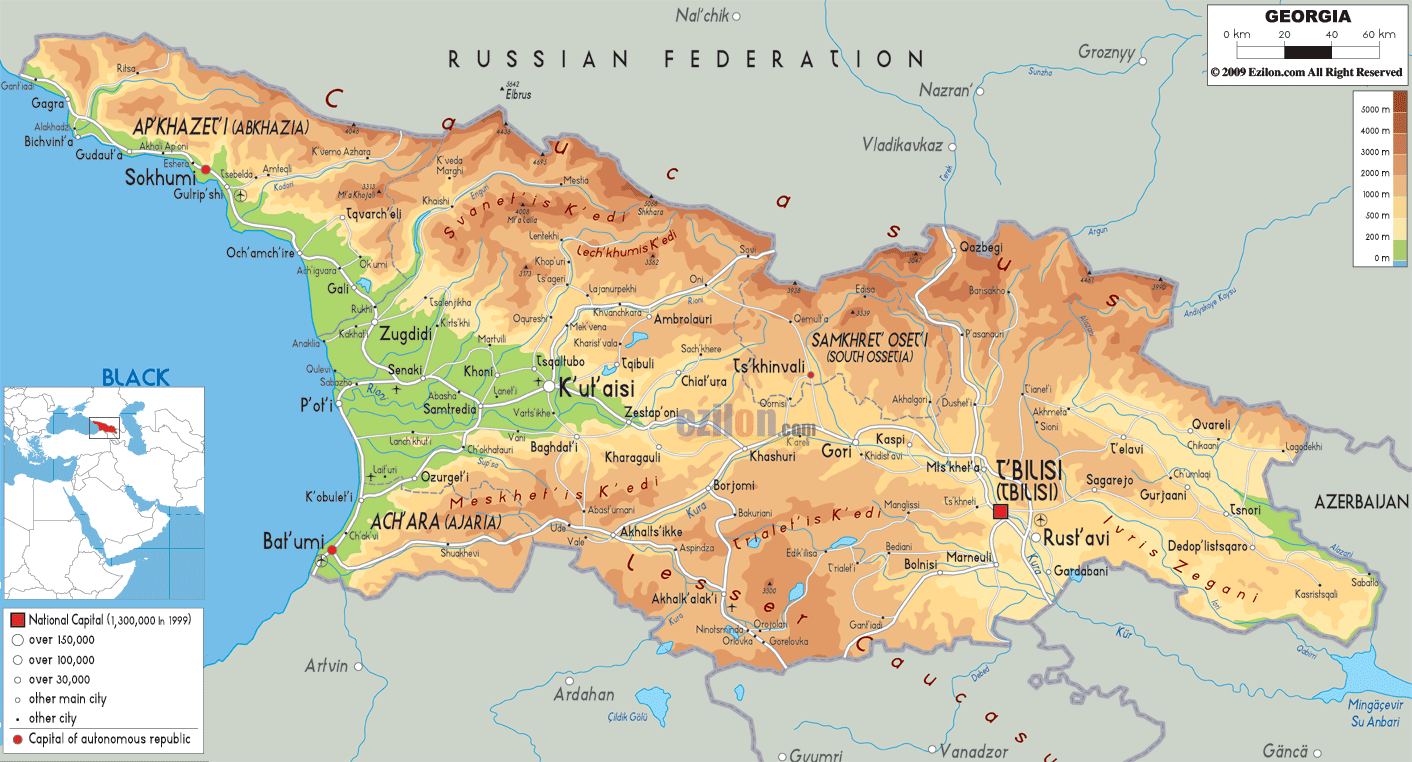physical map of Georgia